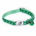 Pet Edge Two-Tone Pawprint Cat Collar – Green Adjustable Pet Collar