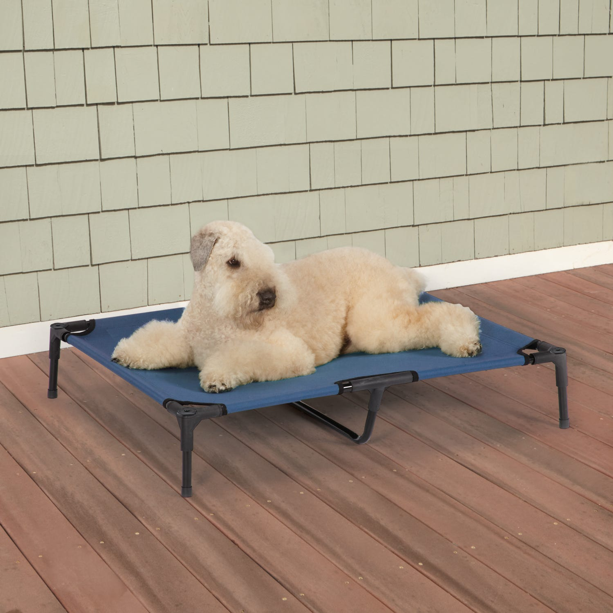 Guardian Gear Elevated Pet Cot – Durable Blue Outdoor Dog Bed, Large