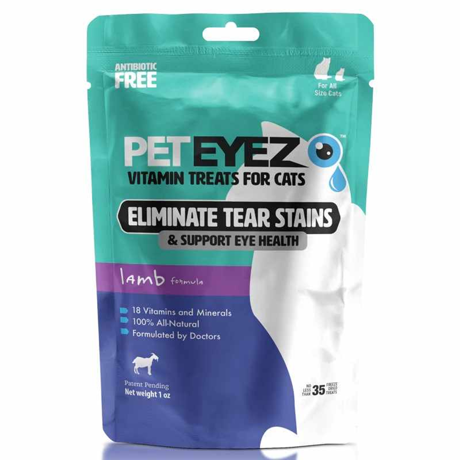 Pet Eyez Lamb Vitamin Treats for Cats | Natural Tear Stain Remover 1oz