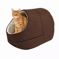 JESPET Cat Cave Bed – Warm Faux Suede Burrow for Cats and Dogs, Coffee