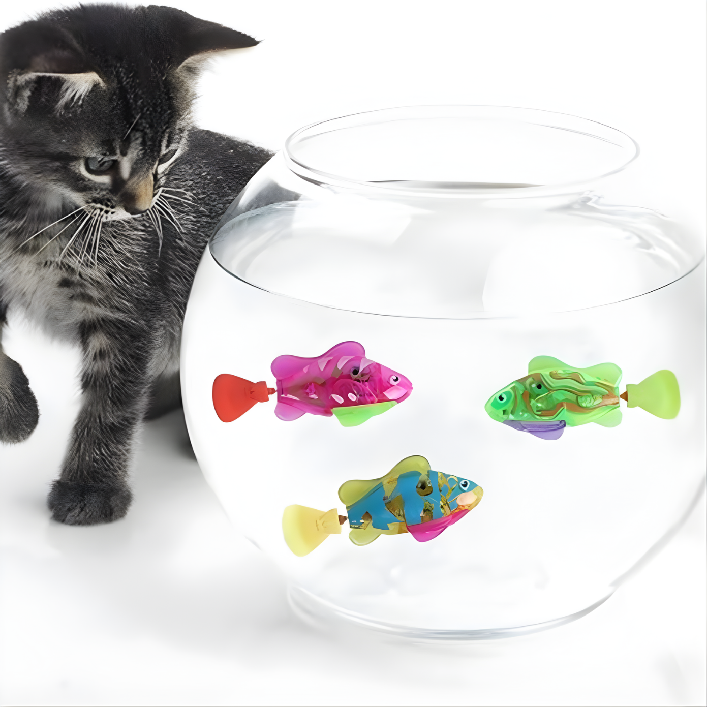 AquaGlow │ Light Up Swimming Cat Bath Toy Set