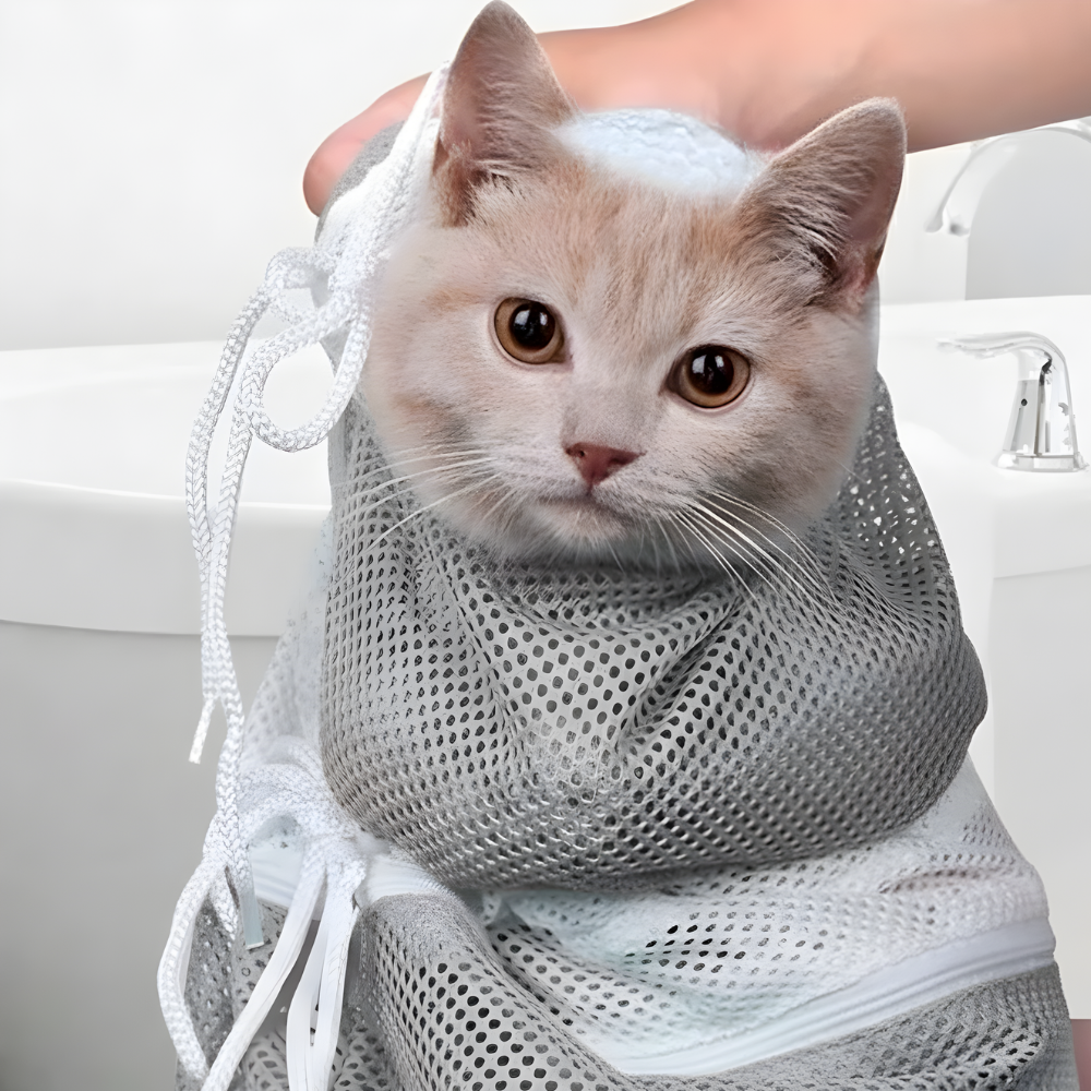 CalmWrap │ Anti Scratch Cat Bath & Grooming Mesh Bag