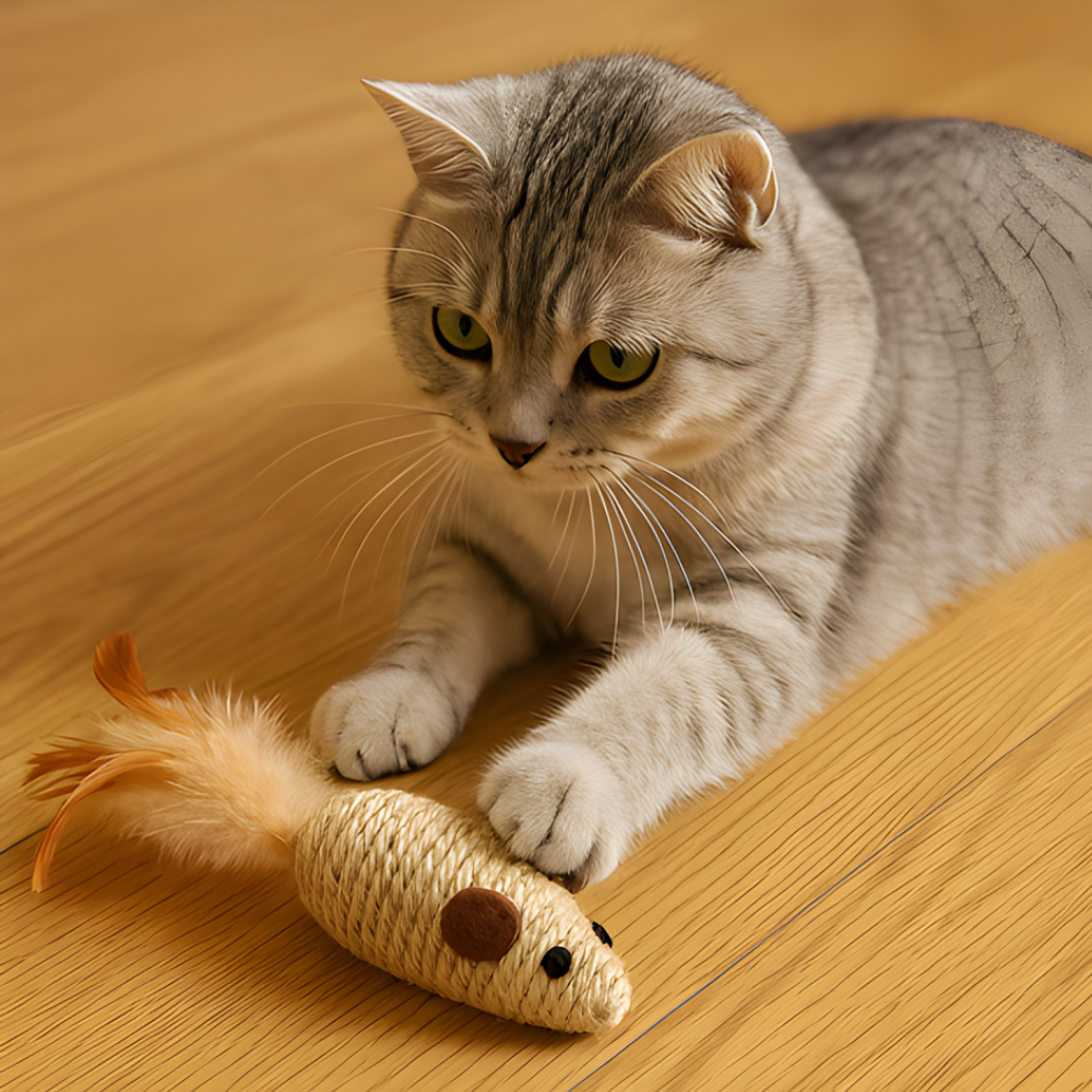 ChaseNest │ Feather Mouse Cat Toy Set (4-Pack)