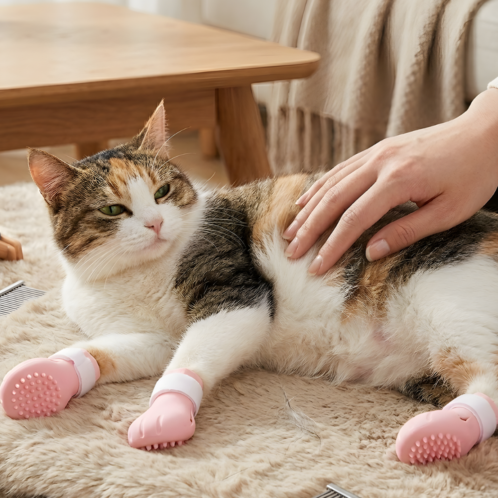 ClawCalm │ Silicone Cat Grooming Boots