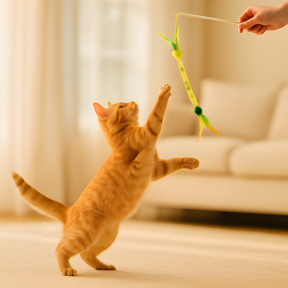 FeatherLoop │ Elastic Feather Cat Toy Set for Interactive Indoor Play