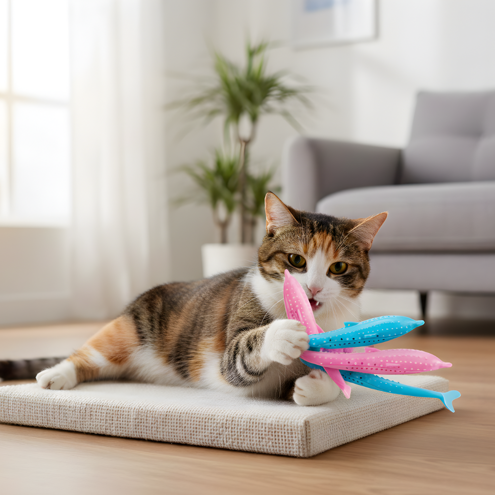 FinFresh │ Soft Fish Dental Chew Toy for Cats