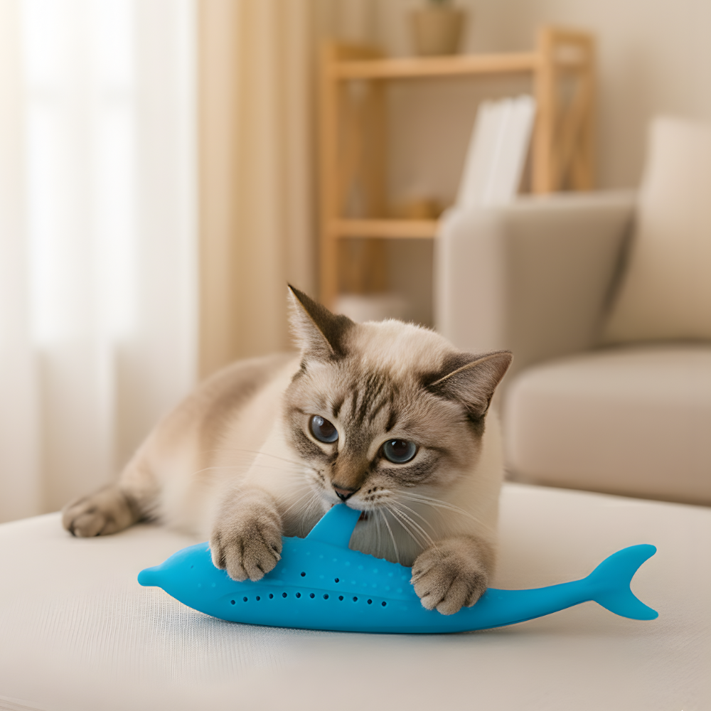 FinFresh │ Soft Fish Dental Chew Toy for Cats