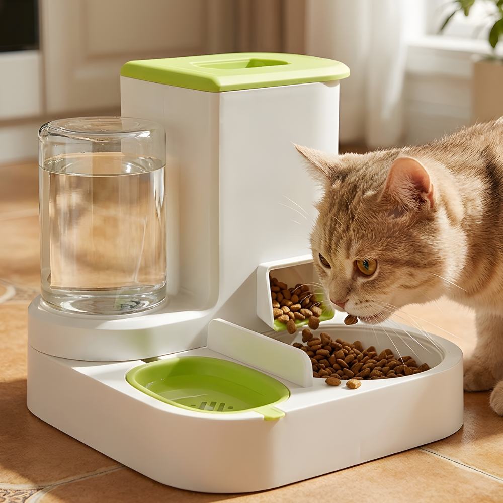 FlowNest │ Gravity Cat Feeder with Water Dispenser