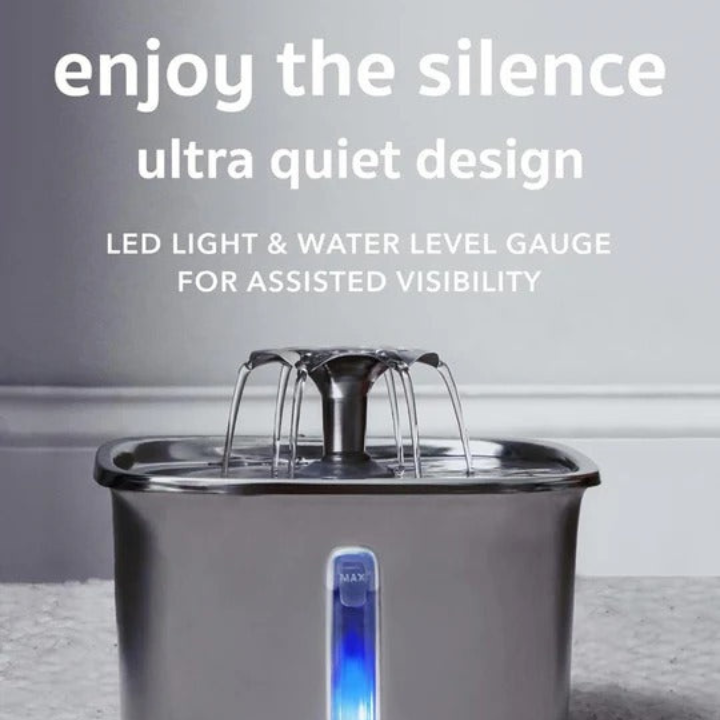 HydraPure │ Stainless Steel Cat Water Fountain with Multi Stage Filtration