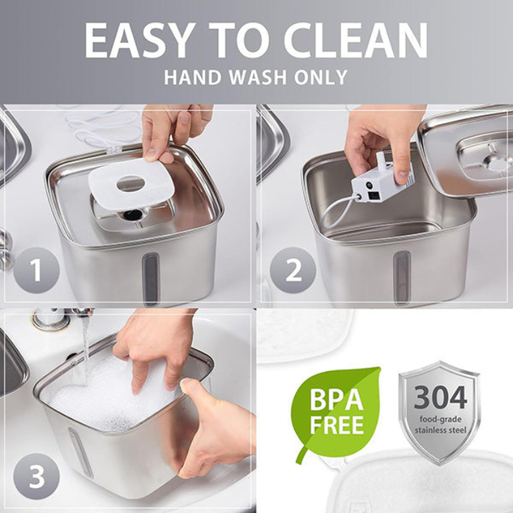 HydraPure │ Stainless Steel Cat Water Fountain with Multi Stage Filtration