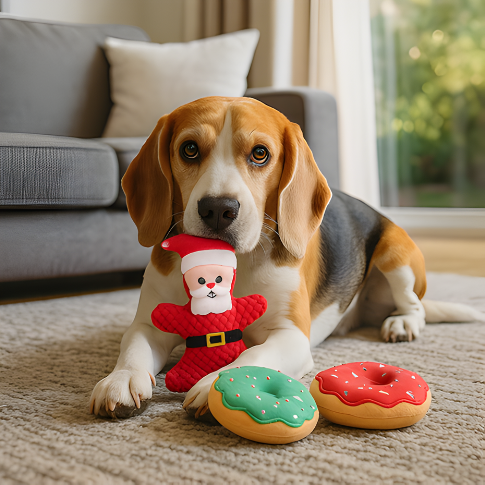 JinglePaws │ Holiday Squeaky Chew & Cuddle Toys ( 5 Pack )