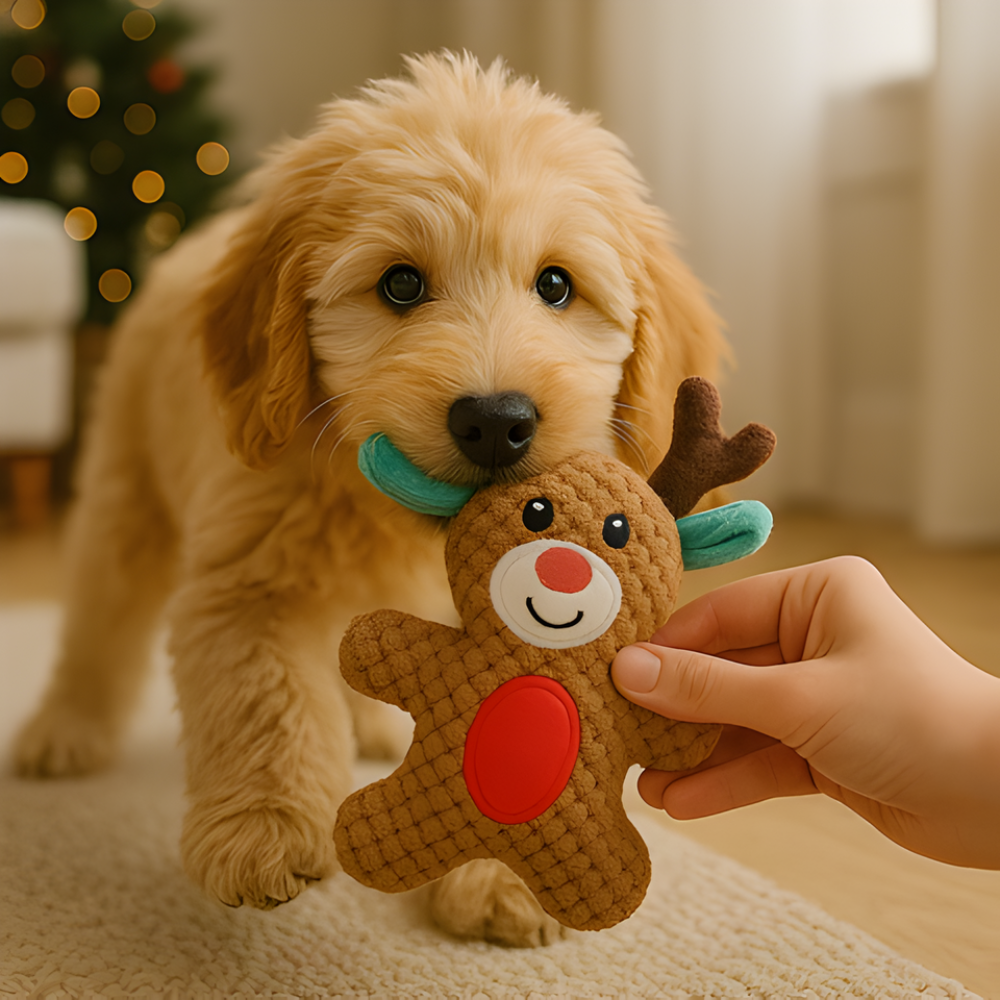 JinglePaws │ Holiday Squeaky Chew & Cuddle Toys ( 5 Pack )