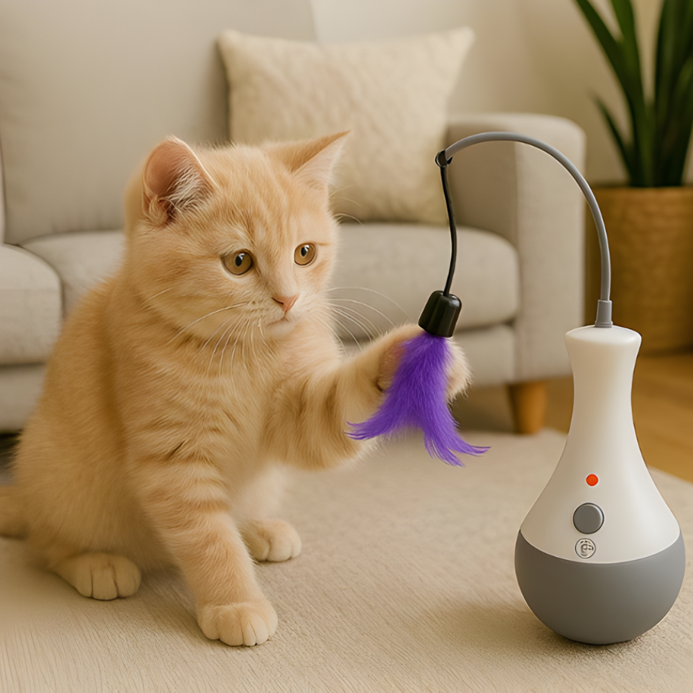 PounceWhirl │ Automatic Interactive Feather Toy for Active Indoor Cats