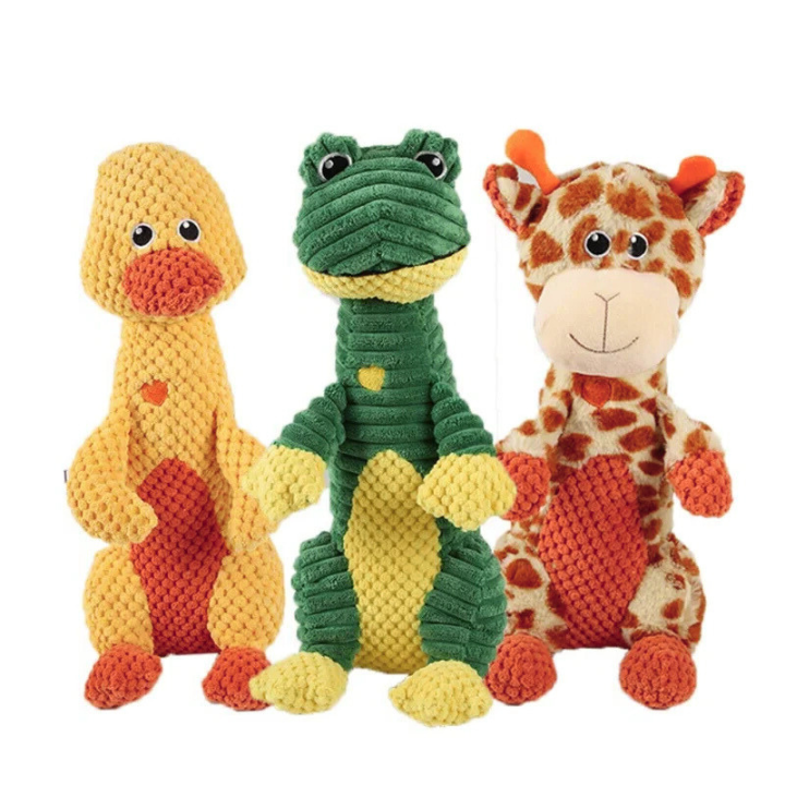 SqueakPelt │Tough Squeaky Plush Dog Toy