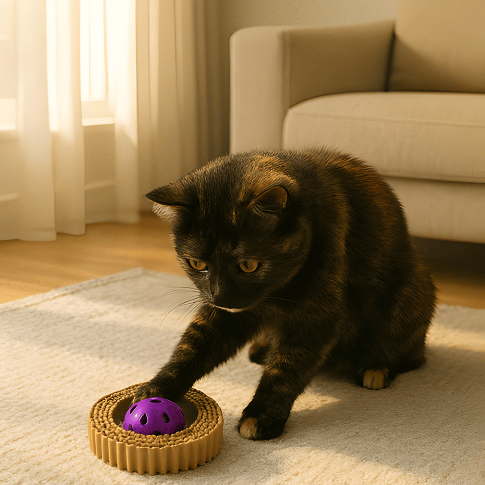 PurrSpin │ Scratch & Play Ball Toy for Indoor Cats (  4 Pack  )