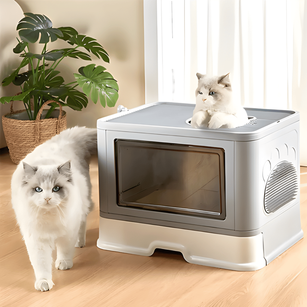 PurrVault │ Enclosed Cat Litter Box with Easy Pull Out Tray