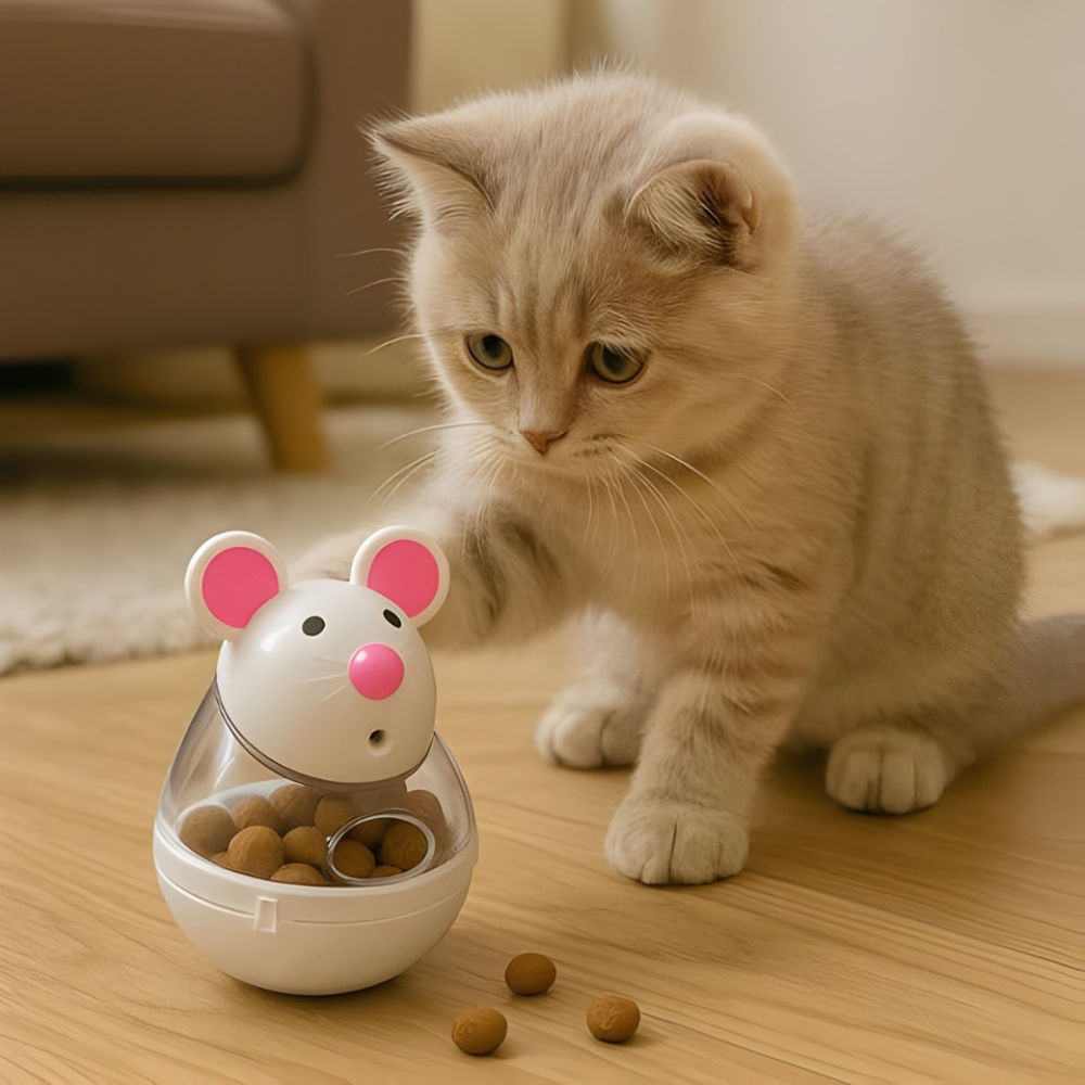 RollNibble │ Rolling Cat Treat Feeder Bowl