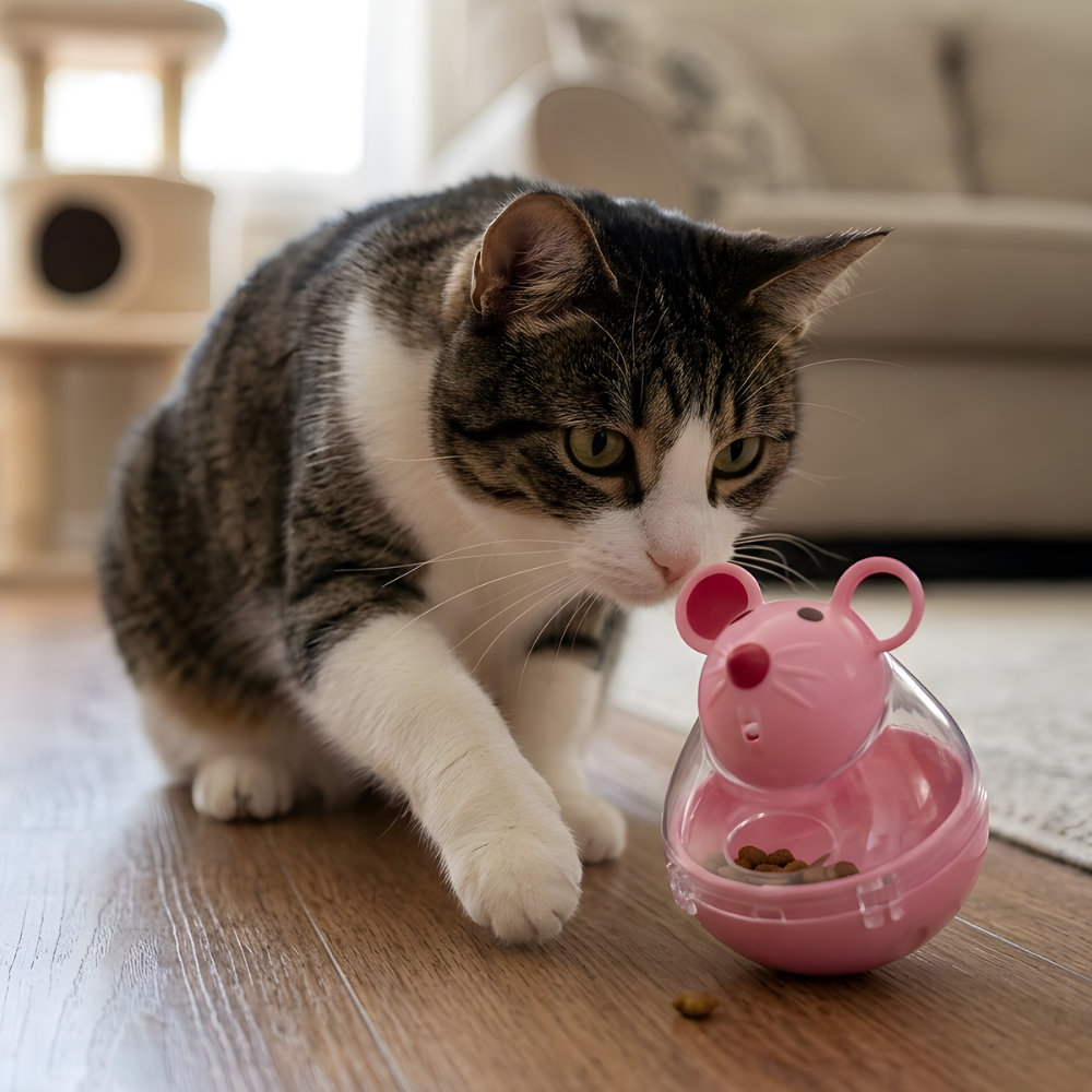RollNibble │ Rolling Cat Treat Feeder Bowl