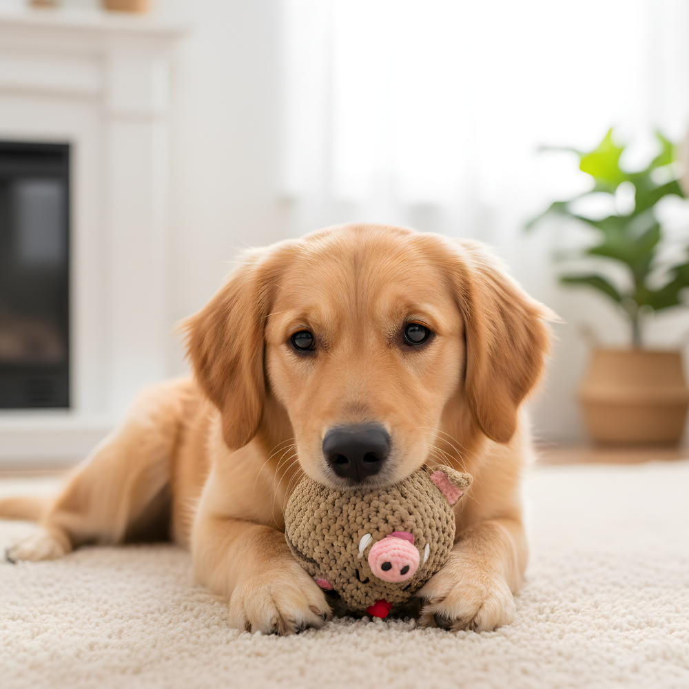 SnuffleBoar │ Plush Squeaky Rubber Dog Play Ball