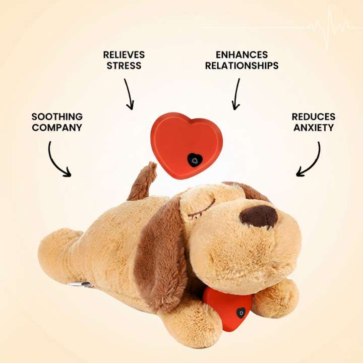 SnuggleBeat │ Calming Heartbeat Plush Puppy Dog Toy