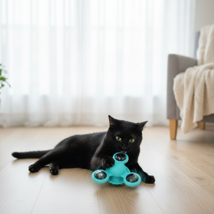 SpinBloom │ Interactive Windmill Cat Toy with Catnip