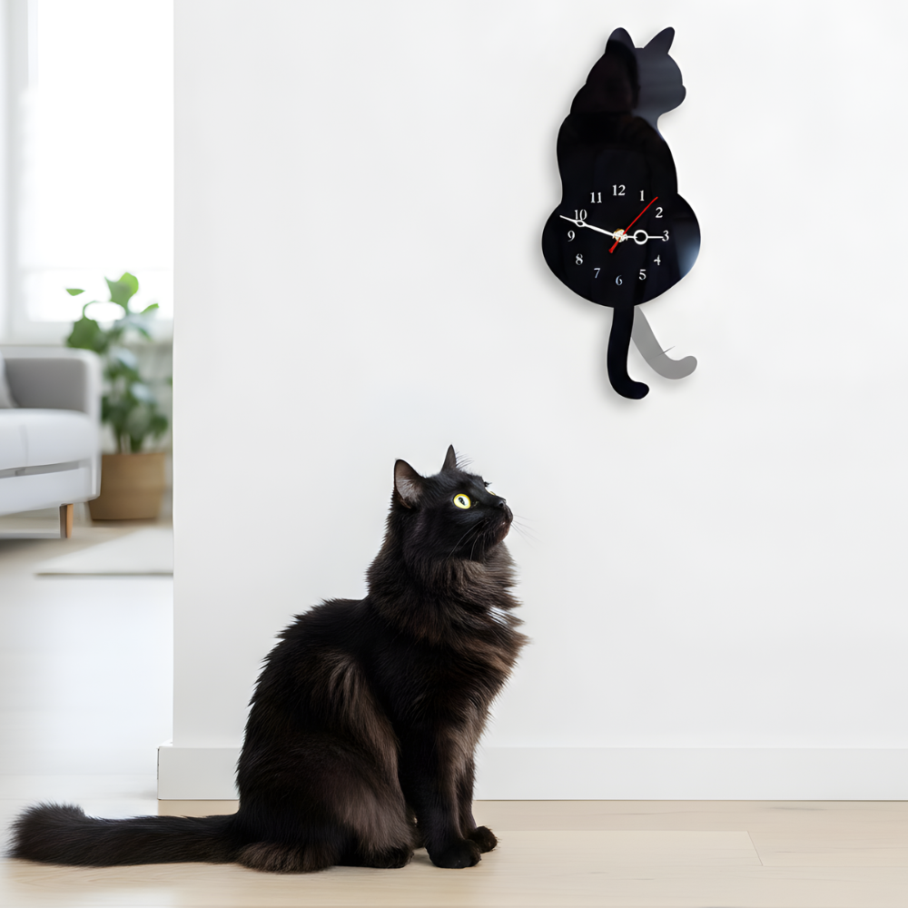 TailTick │ Silent Swinging Tail Wall Clock for Cat Lovers