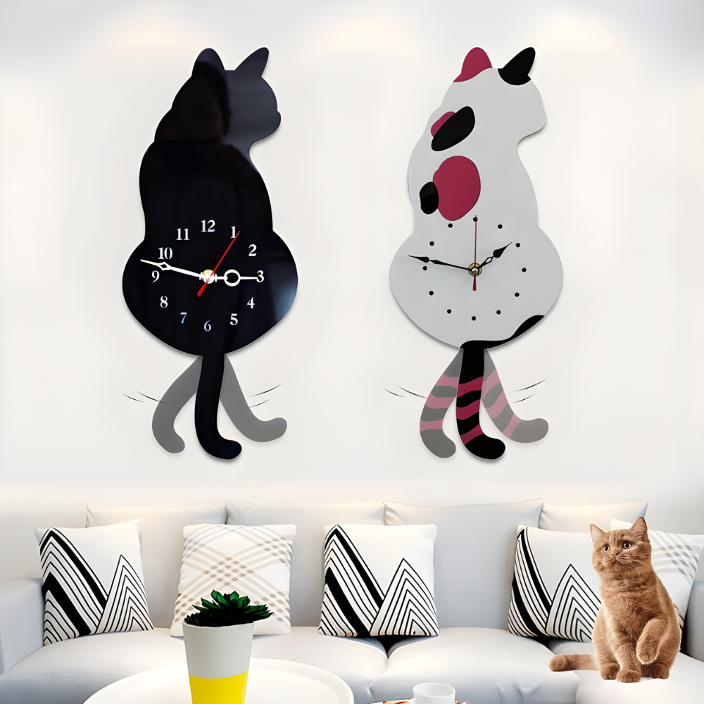 TailTick │ Silent Swinging Tail Wall Clock for Cat Lovers