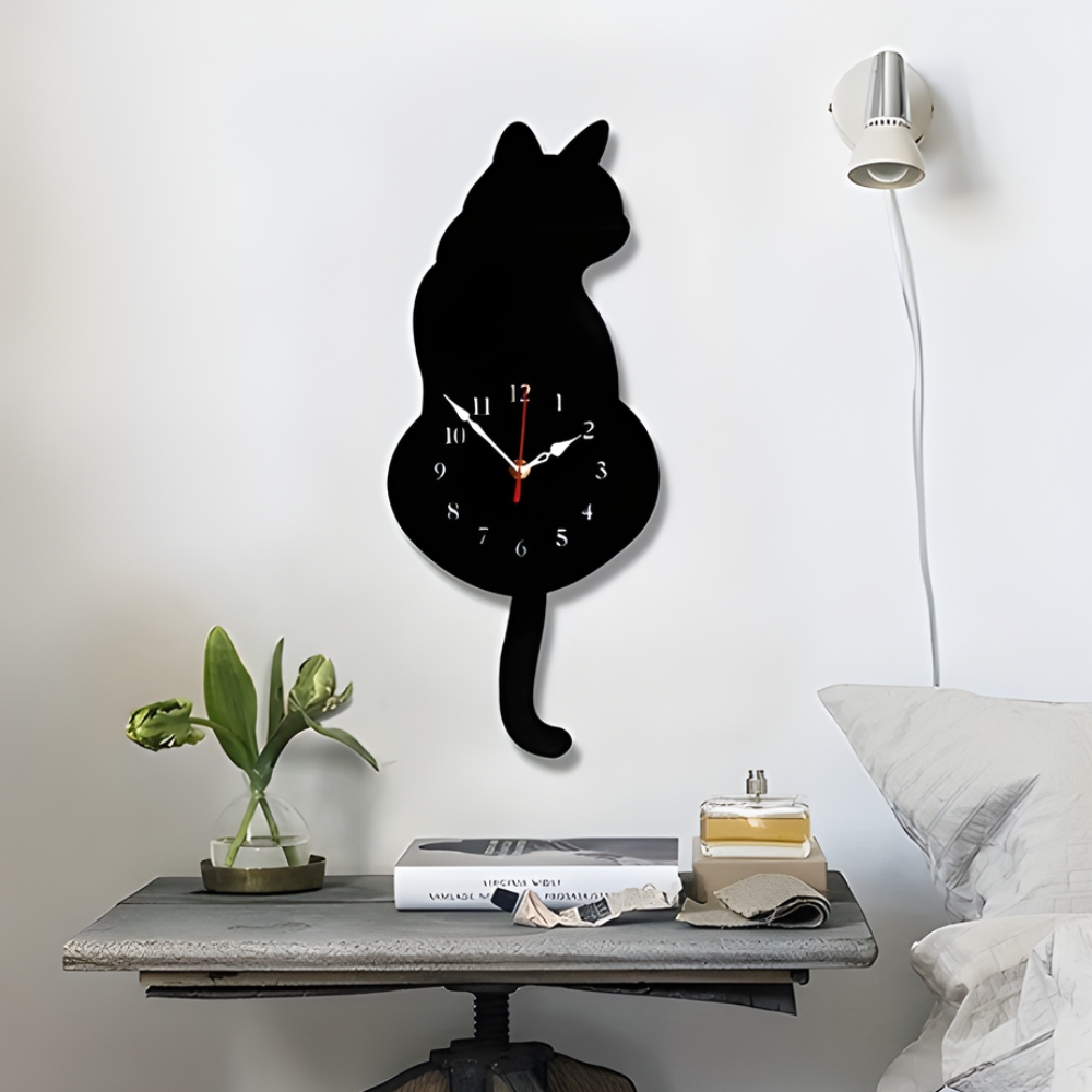 TailTick │ Silent Swinging Tail Wall Clock for Cat Lovers