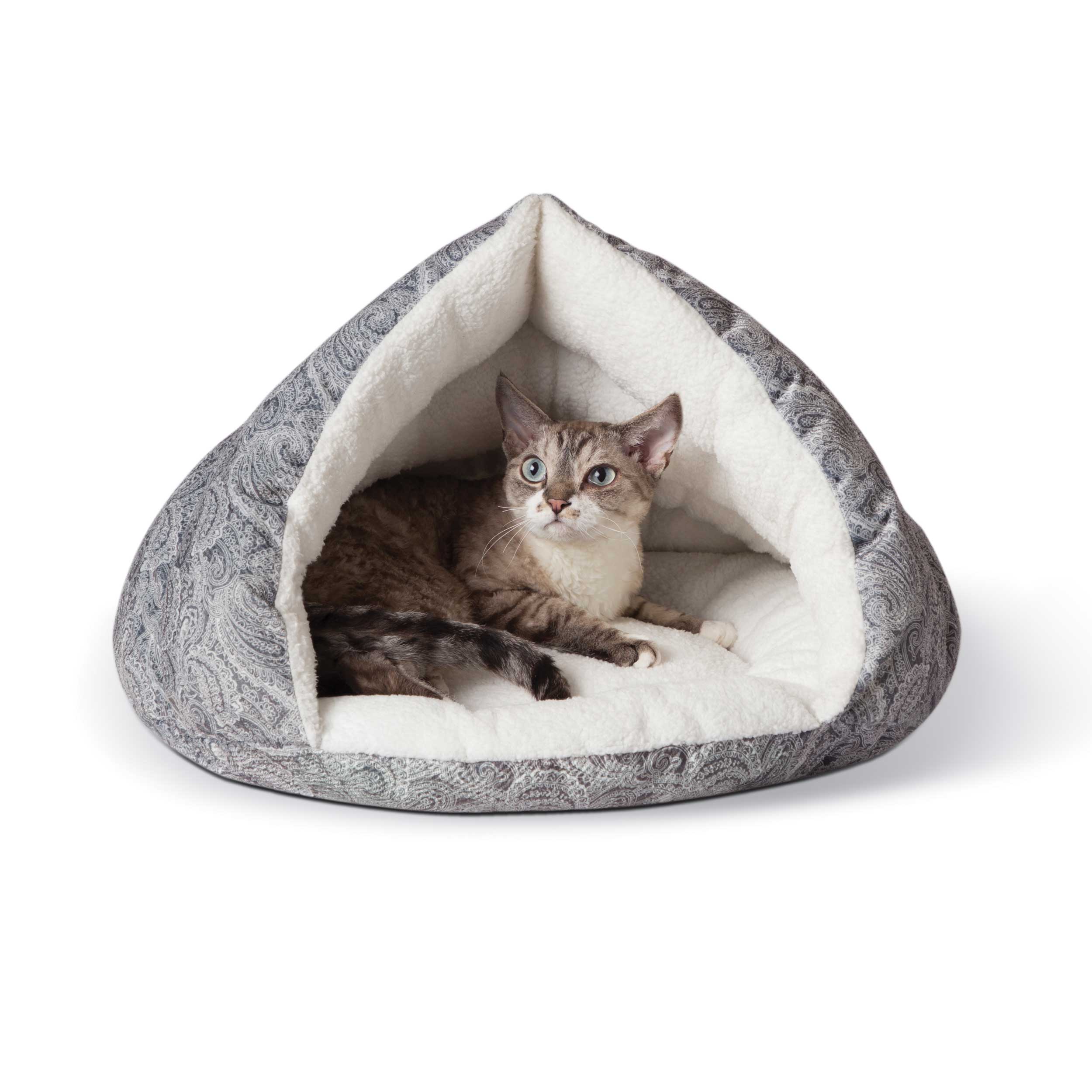 K&H Pet Products Self-Warming Kitty Hut – Gray Polyester Cat Bed