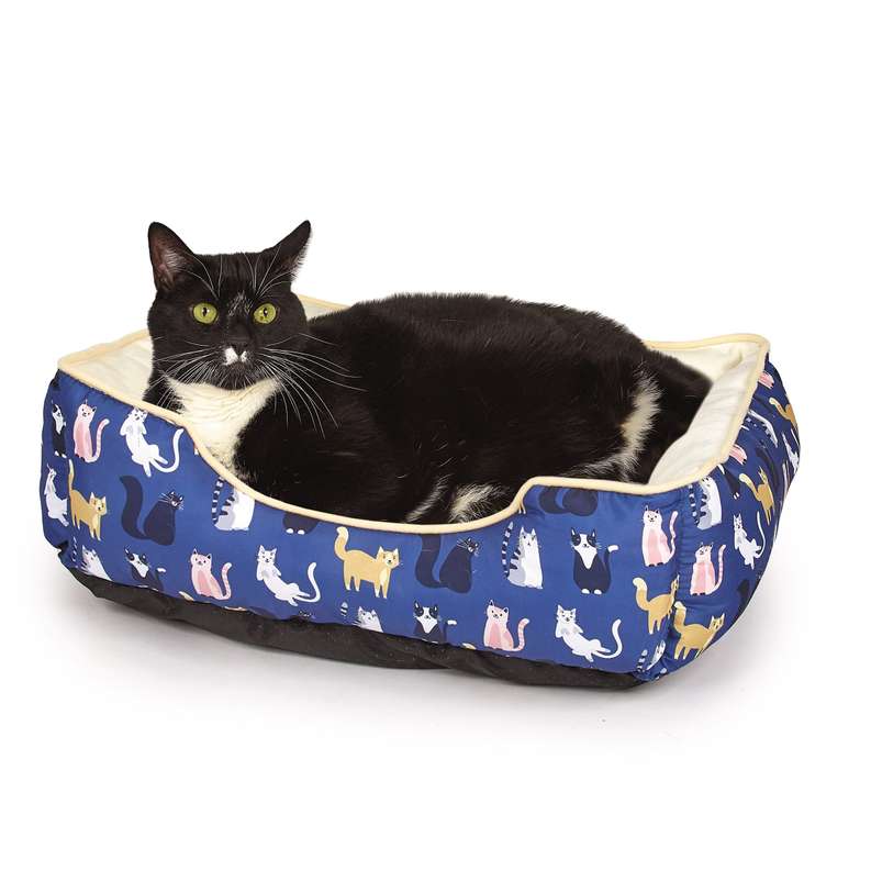 Slumber Pet All Cats Cuddler Bolster Bed – 20in Blue Velour Cat Bed