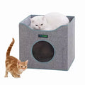 JESPET Foldable Cat Condo | Smoke Grey Linenette Travel Cat House