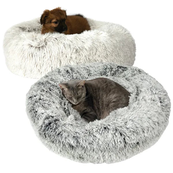 Pet Edge Plush Cuddler Bed – Faux Fur Round Pet Bed, Select a Size/Color